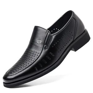 Mocasines clásicos de cuero negro transpirable para hombre para ocasiones de negocios