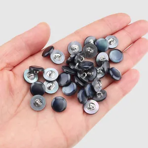 Set of iridescent dark shell buttons with metal shanks for high-end shirts