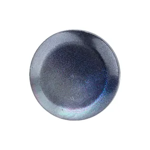 Elegant round dark iridescent mother of pearl button for high-end dress shirts and apparel.