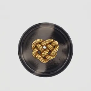 Eco Friendly Resin Suit Buttons Round Vintage Marble Pattern With Golden Braided Heart Apparel Sewing Decorative Accessories For Coats Blazers