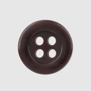 Classic brown resin four-hole button for cotton and linen shirts and polo tops