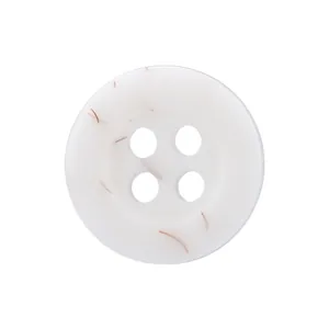 Classic white eco-friendly resin button with 4 holes for linen shirts and polo shirts