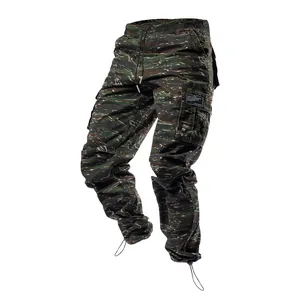 Pantalon cargo camouflage rayures de tigre pour hommes avec poignets à cordon