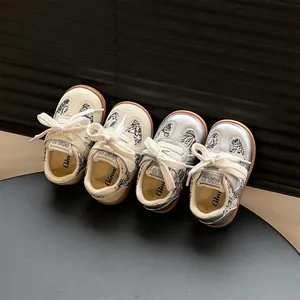 Toddler Jongens Meisjes Casual Skateschoenen Ademend Antislip Baby Eerste Wandelaar Sneakers Patchwork Microvezel Leer Textiel Graffiti Print Schoenen