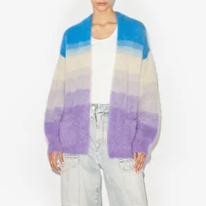 Weicher Oversized-Strickcardigan mit Mohair-Effekt und blau-violettem Farbverlauf