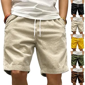Shorts en velours côtelé vintage pour hommes en plusieurs couleurs : beige, noir et vert