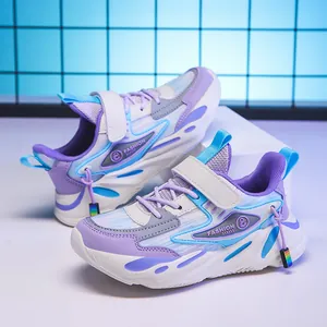Sneakers in mesh traspirante viola e blu per bambine per attività sportive quotidiane