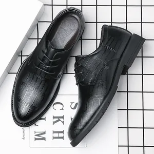 Scarpe in Pelle Uomo Business Formale Casual Stile Britannico Goffratura Coccodrillo Stringate Oxford Suola in Gomma Antiscivolo per Matrimonio
