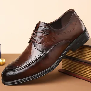 Scarpe da Uomo in Pelle da Ufficio Crosta di Vacchetta Scarpe Oxford Formali Moda Casual Suola Morbida Traspiranti per Matrimonio Sposo