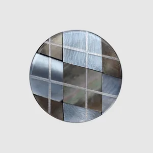 High-end natural mother-of-pearl shell button with silver grid for women's coats