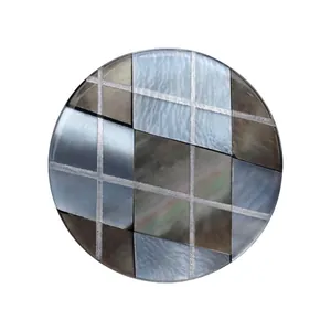 Premium high-end iridescent shell button with mosaic plaid pattern for luxury coats