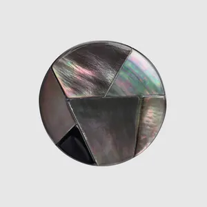 Premium round dark iridescent mother of pearl shell button for luxury high-end wool coats
