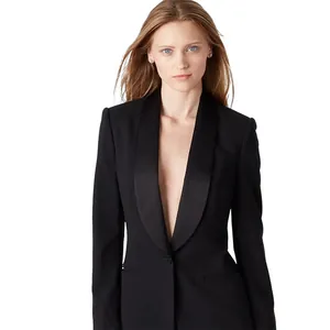 Japanese imported shell buttons displayed on an elegant black tuxedo-style blazer