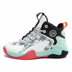 Chaussures de basket respirantes pour garçons avec accents vert menthe et rose