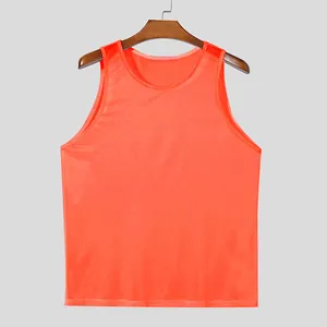 Leuchtend neonorangefarbenes Herren-Mesh-Tanktop aus atmungsaktivem Funktionsstoff