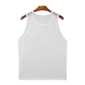 Atmungsaktives weißes Mesh-Sporttanktop für Herren mit leichtem, ärmellosem Design