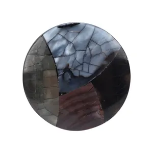 Bottone circolare fatto a mano in mosaico di madreperla nera giapponese per cappotti