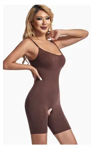 Nahtloser brauner Shapewear Body für Damen zur Bauchkontrolle und Taillenformung Figurformend