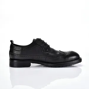 Klassieke zwarte echt lederen brogue herenschoenen voor zakelijke formele kleding