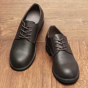 Men Business Casual Derby Shoes Top Layer Cowhide Leather Dress Shoes Comfortable Breathable Anti Slip Rubber Sole Footwear