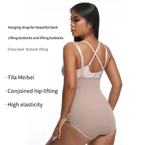 Back view of women's tummy control shapewear bodysuit with butt lifting effect.