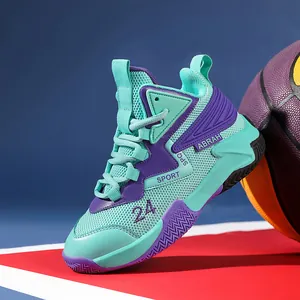 Professional Kids Basketball Shoes Boys High Top Sport Sneakers Breathable Mesh Non-Slip Student Athletic Training Shoes