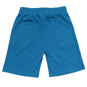 Vista posteriore di pantaloncini casual da uomo blu in maglia a coste con elastico