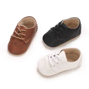 Chaussures de marche classiques en similicuir pour bébé avec semelle souple, 3 couleurs