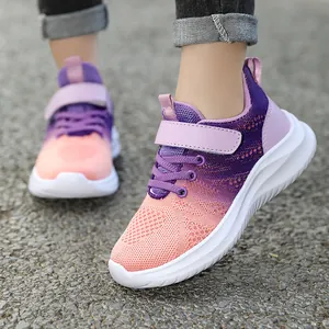 Scarpe da Corsa per Bambini Ragazze Ragazzi Mesh Sfumato Traspiranti Sneakers Leggere Suola Morbida Chiusura a Strappo Calzature Sportive