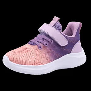 Sneakers leggere in mesh con sfumature viola e pesca per bambine con suole bianche morbide