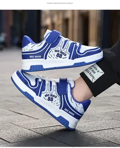 Zapatillas de moda azules y blancas para niños de 6 a 12 años con suelas antideslizantes