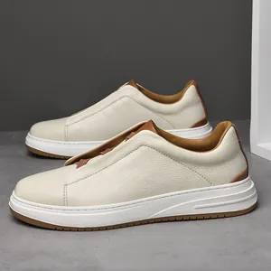 Heren Eerste Laag Koeienhuid Board Schoenen Casual Instapper Loafers Zakelijk Platte Sneakers Ademend Comfortabele Schoenen