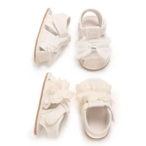Sommer-Sandalen für Babys mit Spitzenbogen und rutschfester Gummisohle, 0-1 Jahr.