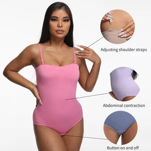 Body amincissant rose sans couture pour femme avec contrôle du ventre et bretelles réglables