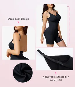 Body moldeador negro sin costuras con espalda abierta y cómodos tirantes ajustables