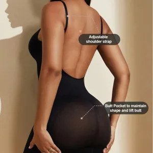 Body reductor sin costuras con espalda al aire, tirantes ajustables y efecto push-up