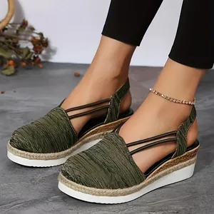 Damen Keilsandaletten Geschlossene Zehenpartie Einfarbig Plateau Sandalen Lässige Sommer Mode Schuhe Für Damen