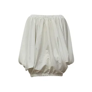 Back view of white oversized batwing sleeve dress for women in plus size for summer