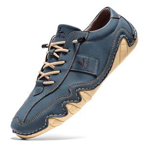 Chaussures décontractées bleues pour hommes avec semelle ondulée distinctive