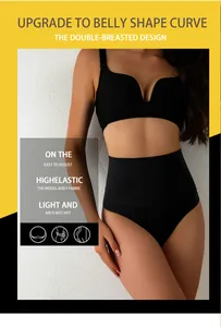 Schwarzer Bauch-weg-Tanga mit hoher Taille und elastischem, atmungsaktivem Stoff
