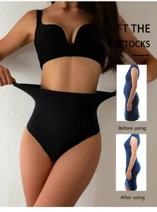 High-Waist-Bauchweg-String für Damen mit Vorher-Nachher-Effekt für die Körperformung.