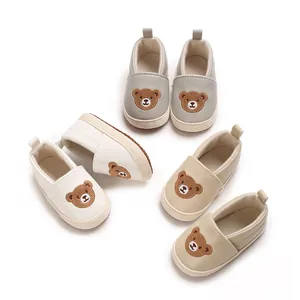 Zapatos de caminante para bebés con oso de dibujos animados para niñas de 0 a 1 año