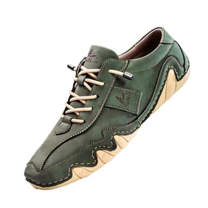 Chaussures décontractées basses pour hommes, vert, avec semelle ondulée style poulpe.