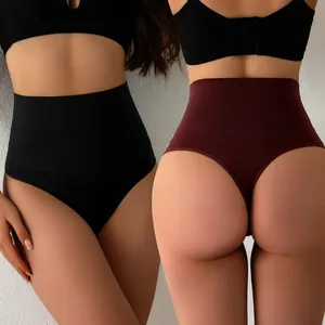 String de Contrôle du Ventre Taille Haute pour Femmes Shapewear Sans Couture Levage des Fesses Culotte en Nylon Lingerie Sexy