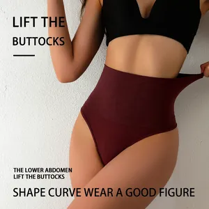 Gaine string taille haute bordeaux pour un lifting efficace des fesses et un corps sculpté