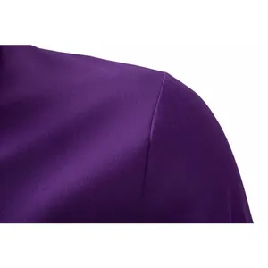 Close-up macro detail of smooth purple fabric and shoulder seam of a men's dress shirt