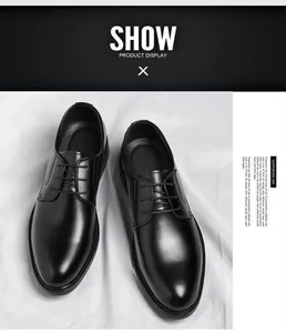 Zapatos de vestir elegantes en cuero negro para hombre, ideales para oficina o eventos