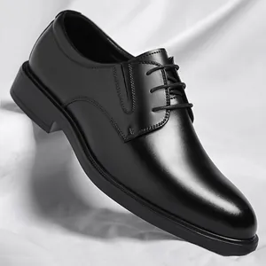 Zapatos de Cuero Formales de Negocios Estilo Británico para Hombre Derby Negro Zapatos de Vestir para Oficina Trabajo Cordones