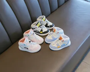 Children's high-top color-block sneakers with comfortable soft soles shown in three colors