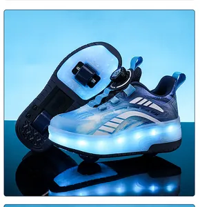 Chaussures à roulettes LED professionnelles enfant avec lumière bleue et fermeture